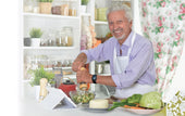 senior man cooking