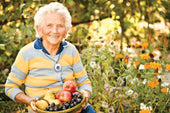 Senior lady with fruits